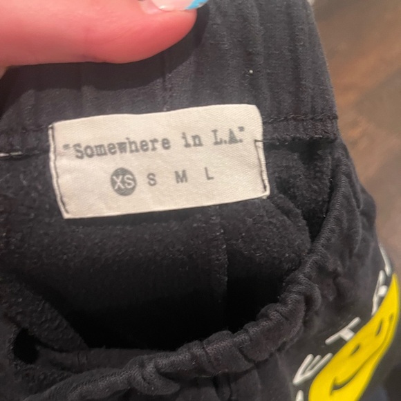 Black Womens  Joggers with Smile Print - Picture 2 of 3